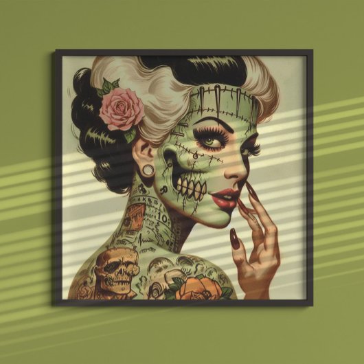 Retro-Monster Pin-up Poster