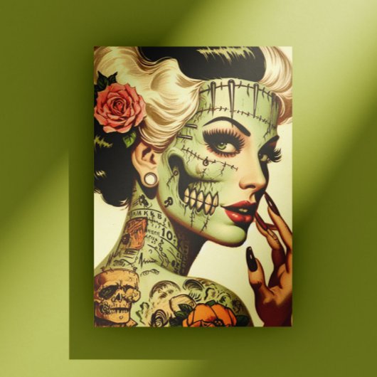 Retro Monster Pin-up Postkarte
