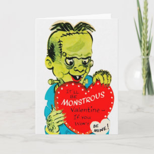 Retro Monster Valentine's Day Grußkarte Feiertagskarte