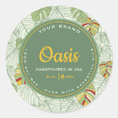 Retro Monstera Verlasse Jungle Circle Candle Label Runder Aufkleber (Vorderseite)