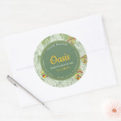 Retro Monstera Verlasse Jungle Circle Candle Label Runder Aufkleber (Umschlag)