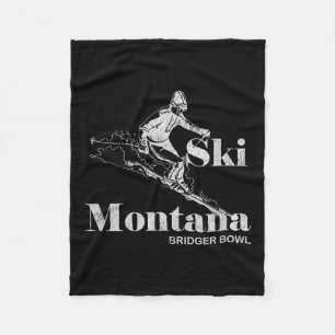 Retro Montana Bridger Skifahren T-Shirt Fleecedecke