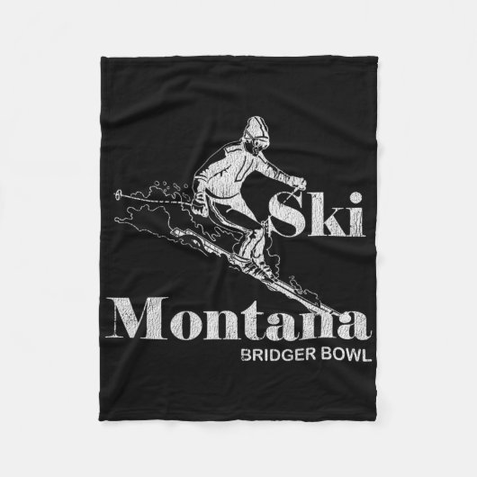 Retro Montana Bridger Skifahren T-Shirt Fleecedecke (Vorderseite)