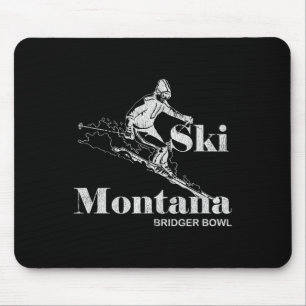 Retro Montana Bridger Skifahren T-Shirt Mousepad