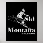Retro Montana Bridger Skifahren T-Shirt Poster (Vorne)