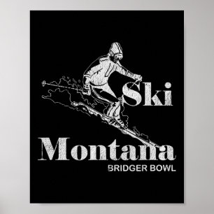 Retro Montana Bridger Skifahren T-Shirt Poster