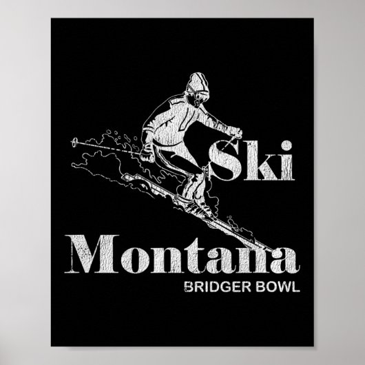 Retro Montana Bridger Skifahren T-Shirt Poster (Vorne)