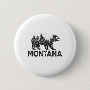Retro Montana Grizzly Bär Natur Wandern Camping V Button
