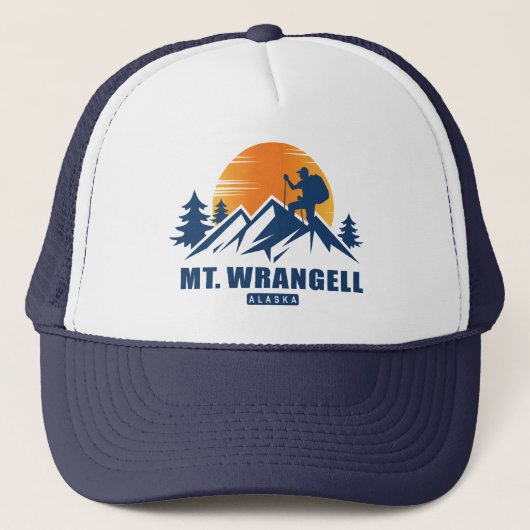 Retro Monte Wrangell Wandern T - Shirt Truckerkappe (Vorderseite)