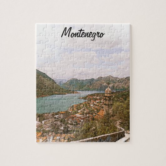 Retro Montenegro Kotor Bay Puzzle (Vertikal)