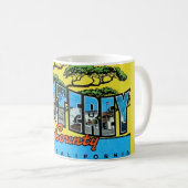 Retro Monterey Landkreis CA Grußveranstaltung Tass Kaffeetasse (VorderseiteRechts)