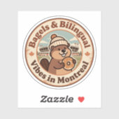 Retro Montreal Beaver & Bagel Aufkleber (Blatt)