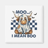 Retro Moo I Gemein Boo Blue Denim Funny Halloween Magnet (Vorne)