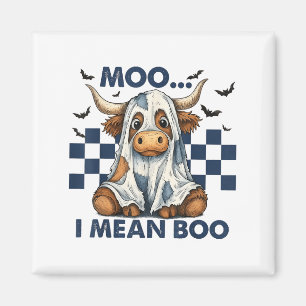 Retro Moo I Gemein Boo Blue Denim Funny Halloween Magnet