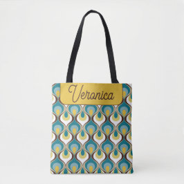 Retro Mood Blue Yellow Name Personalized Tasche