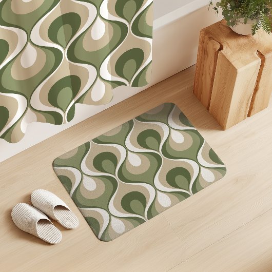 Retro Mood Sage Olive Green Beige White Badematte