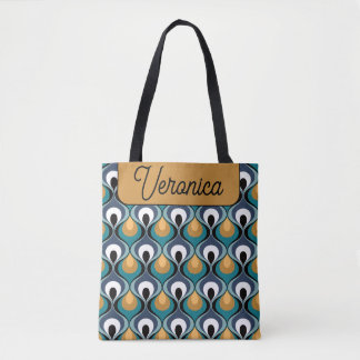 Retro Mood Teal Mustard Name Personalized Tasche