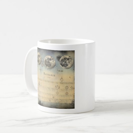 Retro Moon Phase Almanac - Nostalgischer Celestial Kaffeetasse (Vorderseite Links)