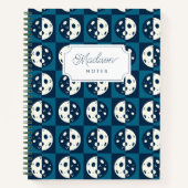 Retro Moon Phases Schachbrett Square in blau Notizblock (Vorderseite)