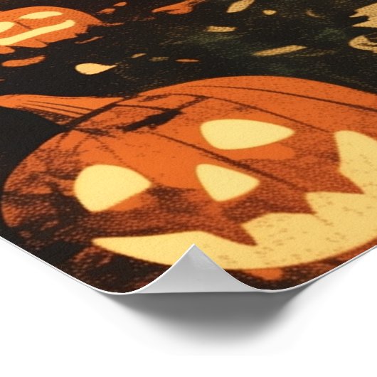 Retro Moonlit Haunted House Pathway Poster (Ecke)