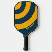 Retro Moonlit Tide Three Circle Strip mit Name Pickleball Schläger (Rückseite)