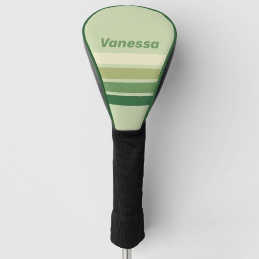Retro Moos Regenbogen quer gestreift mit Namen Golf Headcover (Vorderseite)