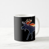 Retro Moose Forest Landscape Wilderness Silhouette Kaffeetasse (VorderseiteRechts)