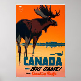 Retro Moose Nature Kanada für große Spielkunst Poster