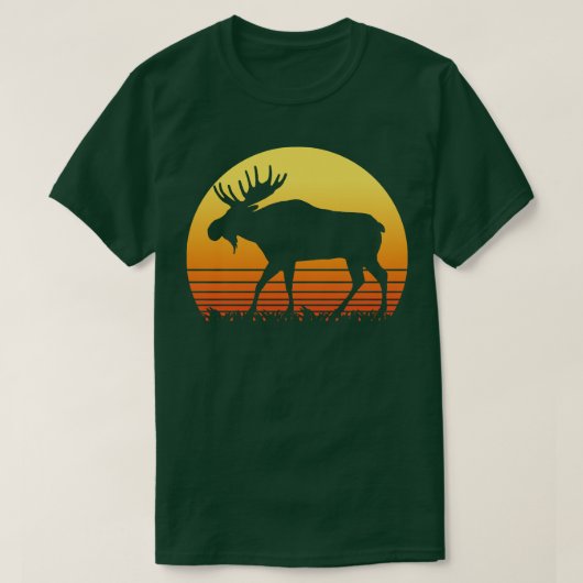 Retro Moose Sun Silhouette T-Shirt (Design vorne)