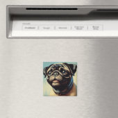 Retro-Mops-Malerei Magnet (In Situ (Geschirrspüler))