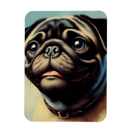 Retro-Mops-Malerei Magnet (Vertikal)