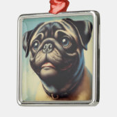 Retro-Mops-Malerei Ornament Aus Metall (Links)