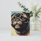 Retro-Mops-Malerei Postkarte (Stehend Vorderseite)