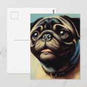 Retro-Mops-Malerei Postkarte (Vorne/Hinten)