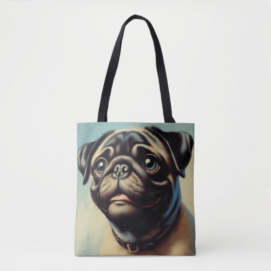 Retro-Mops-Malerei Tasche (Vorderseite)