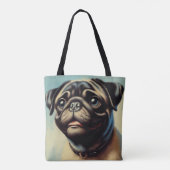 Retro-Mops-Malerei Tasche (Rückseite)