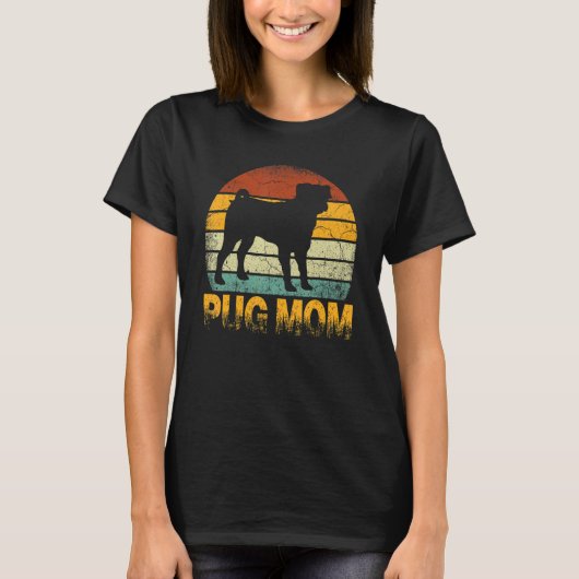 Retro Mops Mama Dackel Hundebesitzerin Mutter Mutt T-Shirt (Vorderseite)
