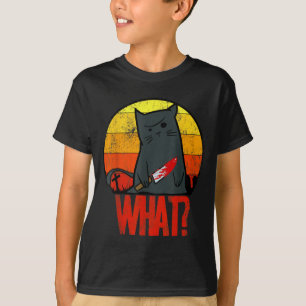 Retro mörderische schwarze Katze mit Messer lustig T-Shirt