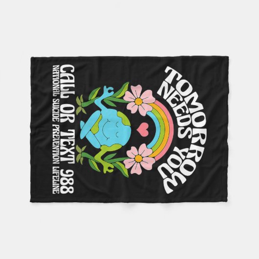 Retro Morgen Braucht Dich 988 Suizidprävention Aw Fleecedecke (Vorderseite (Horizontal))