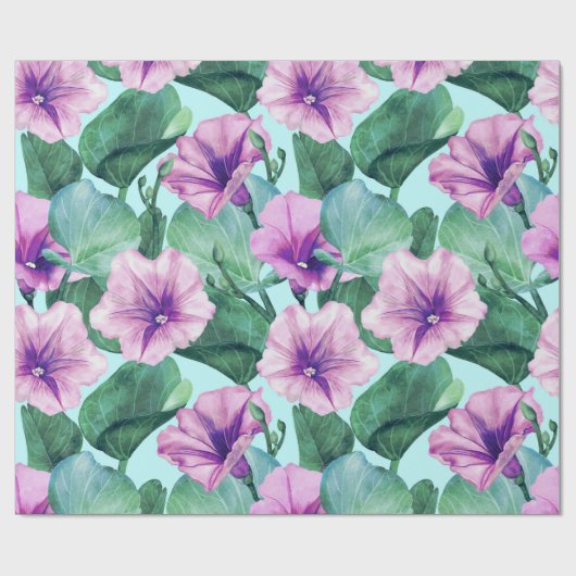 Retro Morning Glory Floral Geschenkpapier (Flach)