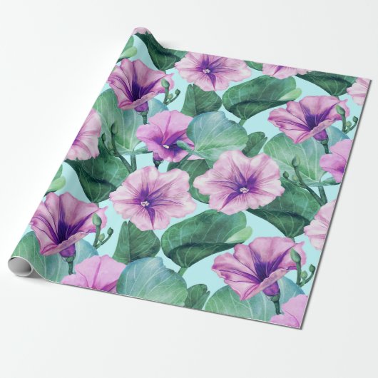 Retro Morning Glory Floral Geschenkpapier (Ungerollt)