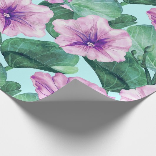 Retro Morning Glory Floral Geschenkpapier (Ecke)