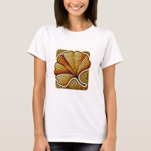 Retro-Mosaik-Logo des Ginkgo-Blatt-T-Shirts T-Shirt