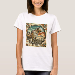 Retro-Mosaik-Logo des Leopard-T - Shirt