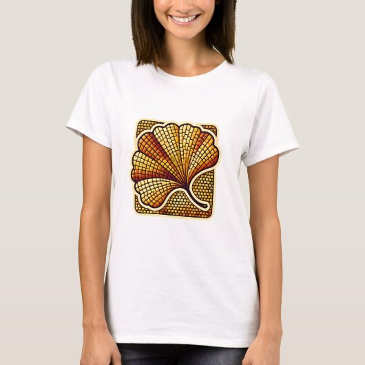 Retro Mosaik Logo von Ginkgo Leaf T - Shirt (Vorderseite)