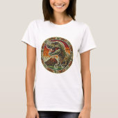 Retro-Mosaik-T-Rex-Logo mit Volcano-T - Shirt (Vorderseite)