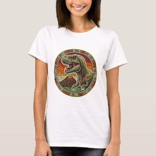 Retro-Mosaik-T-Rex-Logo mit Volcano-T - Shirt