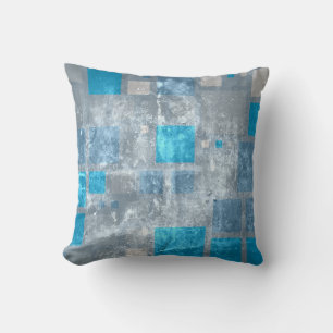 Retro-Mosaikplätze Blue Grunge Kissen