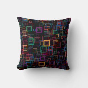 Retro-Mosaikplätze Mehrfarben auf schwarz Kissen