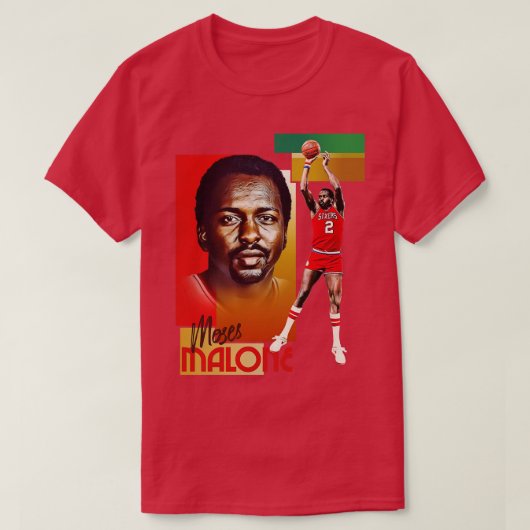 Retro Moses Malone Basketball T-Shirt (Design vorne)